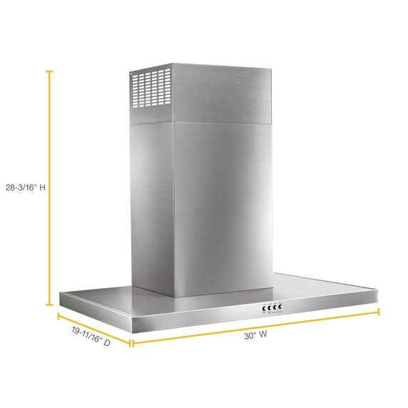 Hotte de cuisine murale plate en acier inoxydable - 30 po WVW57UC0FS