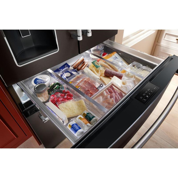 Réfrigérateur à portes françaises multiples KitchenAid® avec intérieur platine KRMF536RBS