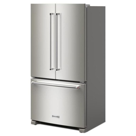 Kitchenaid® Réfrigérateur à portes françaises à profondeur de comptoir et distributeur intérieur de 20 pi cu, 26 po KRFC136RPS