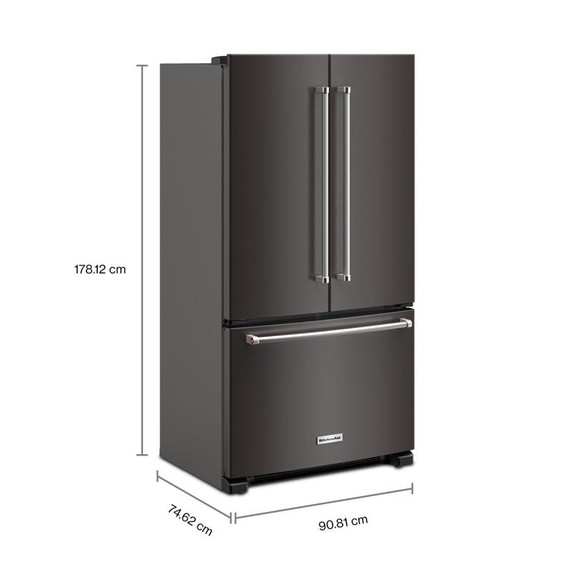 Kitchenaid® Réfrigérateur à portes françaises à profondeur de comptoir et distributeur intérieur 20 pi cu, 26 po KRFC136RBS