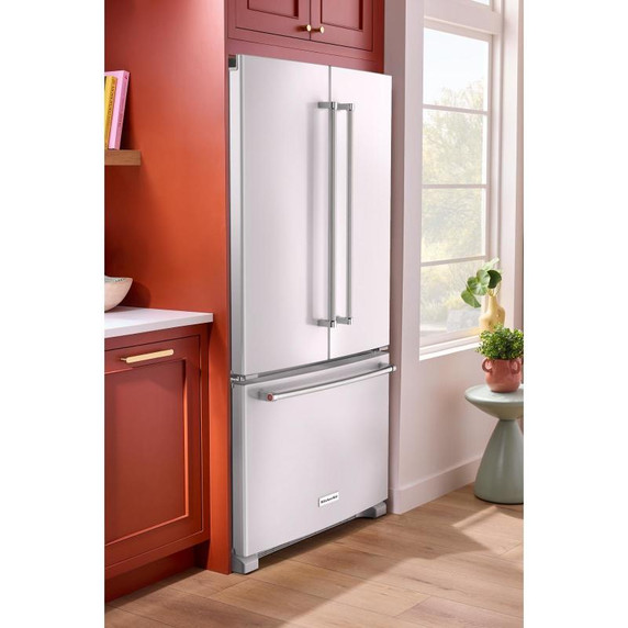 Kitchenaid® Réfrigérateur à portes françaises à profondeur de comptoir et distributeur intérieur de 20 pi cu, 26 po KRFC136RWH