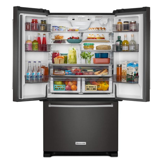 Kitchenaid® Réfrigérateur à portes françaises à profondeur de comptoir et distributeur intérieur de 20 pi cu, 26 po KRFC136RWH