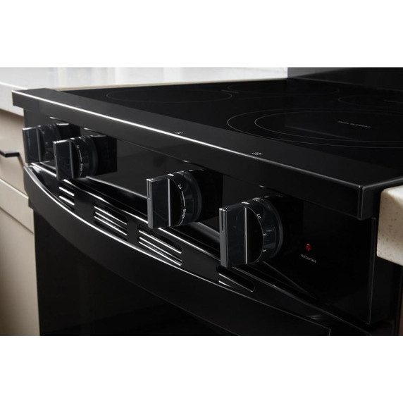 Whirlpool® Cuisinière électrique intelligente de 30 pouces avec technologie de cuisson à air, revêtement WipeClean™, auto-nettoyage/netoyage à la vapeur, préchauffage à grande vitesse et capacité de 5.3 pi cu YWFES7530RB