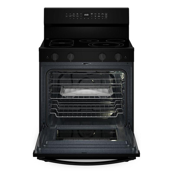 Whirlpool® Cuisinière électrique intelligente de 30 pouces avec technologie de cuisson à air, revêtement WipeClean™, auto-nettoyage/netoyage à la vapeur, préchauffage à grande vitesse et capacité de 5.3 pi cu YWFES7530RB