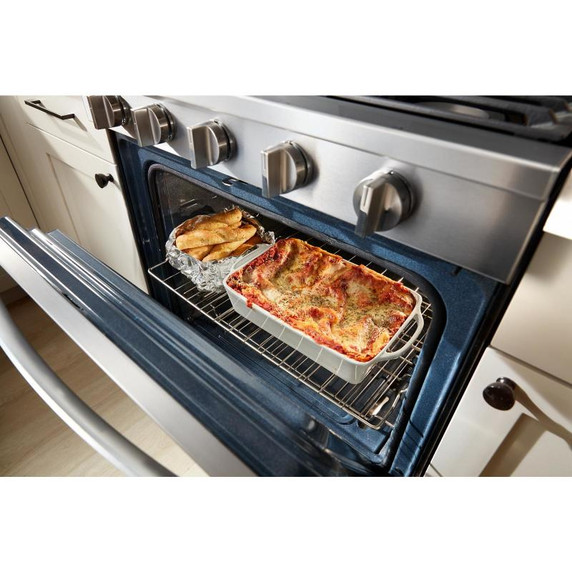 Whirlpool® Cuisinière au gaz intelligente de 30 pouces avec technologie de cuisson à air, auto-nettoyage/netoyage à la vapeur, préchauffage rapide avec capacité de 5.3 pi cu WFGS7530RZ