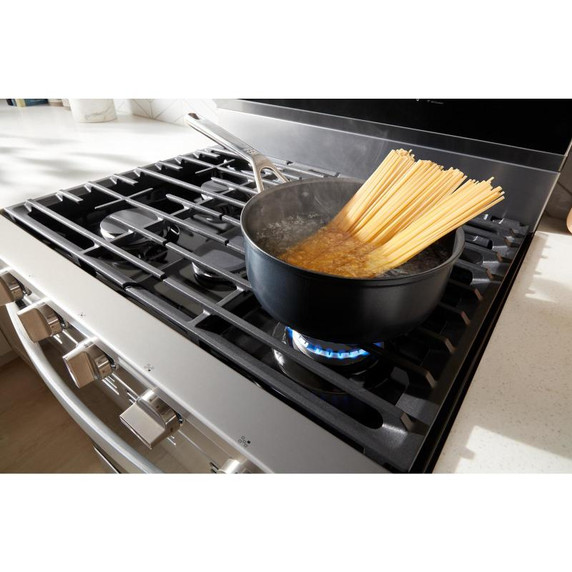Whirlpool® Cuisinière au gaz intelligente de 30 pouces avec technologie de cuisson à air, auto-nettoyage/netoyage à la vapeur, préchauffage rapide avec capacité de 5.3 pi cu WFGS7530RZ