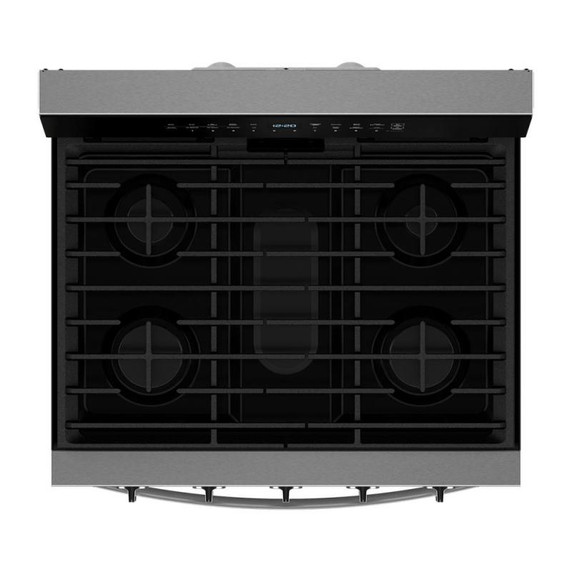 Whirlpool® Cuisinière au gaz intelligente de 30 pouces avec technologie de cuisson à air, auto-nettoyage/netoyage à la vapeur, préchauffage rapide avec capacité de 5.3 pi cu WFGS7530RZ