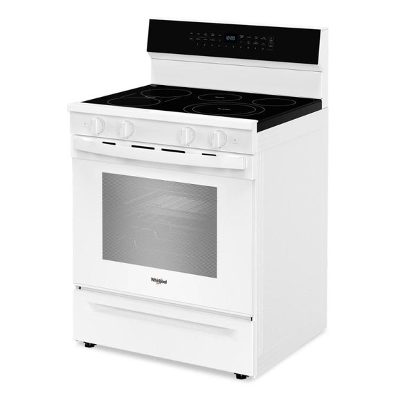 Whirlpool® Cuisinière électrique intelligente de 30 pouces avec technologie de cuisson à air, revêtement WipeClean™, auto-nettoyage/netoyage à la vapeur, préchauffage à grande vitesse et capacité de 5.3 pi cu YWFES7530RW