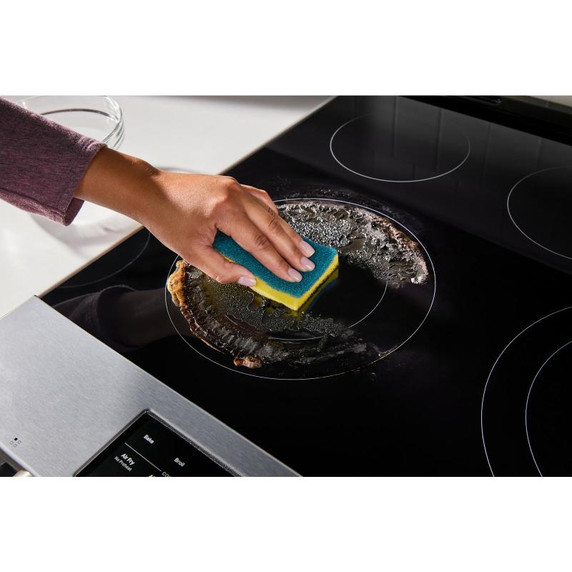 Whirlpool® Cuisinière électrique intelligente de 30 pouces avec technologie de cuisson à air, revêtement WipeClean™, auto-nettoyage/netoyage à la vapeur, préchauffage à grande vitesse et capacité de 5.3 pi cu YWFES7530RW