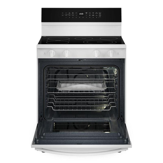 Whirlpool® Cuisinière électrique intelligente de 30 pouces avec technologie de cuisson à air, revêtement WipeClean™, auto-nettoyage/netoyage à la vapeur, préchauffage à grande vitesse et capacité de 5.3 pi cu YWFES7530RW Whirlpool® Cuisinière électrique intelligente de 30 pouces avec technologie de cuisson à air, revêtement WipeClean™, auto-nettoyage/netoyage à la vapeur, préchauffage à grande vitesse et capacité de 5.3 pi cu YWFES7530RW