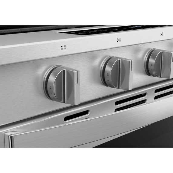 Whirlpool® Cuisinière au gaz intelligente à commandes frontales de 30 pouces avec technologie de cuisson à air, vapeur/auto-nettoyage, préchauffage à grande vitesse et capacité de 5.3 pi cu WSGS7530RZ