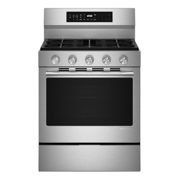 Kitchenaid® Cuisinière au gaz non encastrée intelligente avec modes de cuisson à convection - 5 pi cu KFGS530SPS