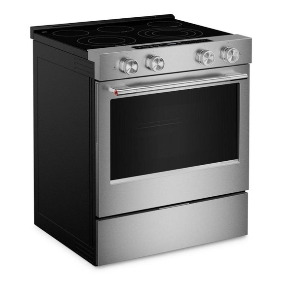 Kitchenaid® Cuisinière électrique coulissante avec deux éléments Even-Heat™ Hyper et modes de cuisson à convection - 5,3 pi cu YKSES530SPS