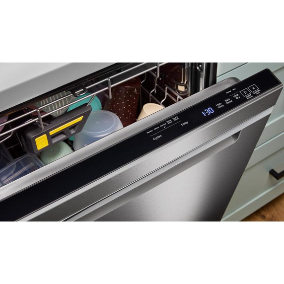 Lave-vaisselle Whirlpool® de 24 pouces avec fonction de lavage à couverture totale et séchage automatique à l'air libre, en acier inoxydable résistant aux traces de doigts WDPS8024SZ