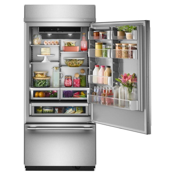 Kitchenaid® Réfrigérateur encastré à congélateur inférieur avec intérieur platine - 36 po - 20.8 pi cu KBBR336SPS