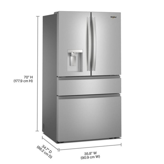 Réfrigérateur à portes françaises Whirlpool® à capacité familiale et tiroir à températures flexibles de 29 pi cu WRMF3636SZ