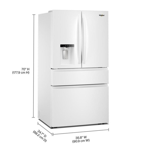 Réfrigérateur à portes françaises Whirlpool® et capacité familiale et tiroir à températures flexibles de 29 pi cu WRMF3636SW