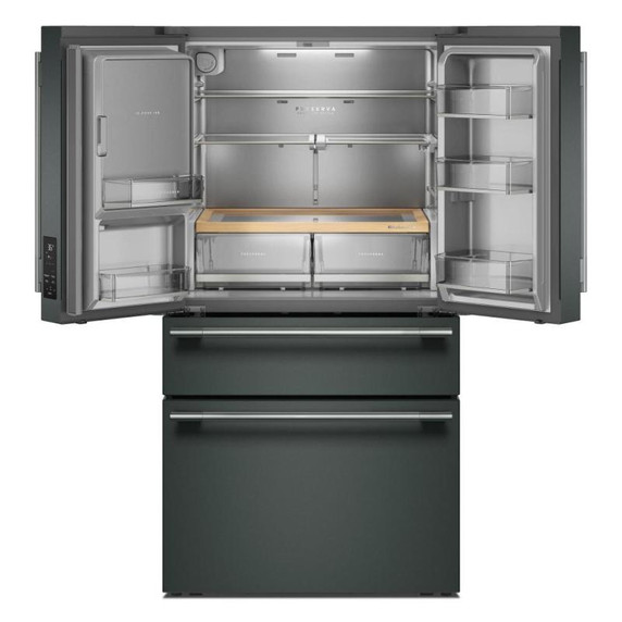 Kitchenaid® Réfrigérateur à portes françaises avec distributeur d’eau et de glaçons extérieur et tiroir réfrigéré pleine largeur FreshChill™ - 29 pi cu KRMF436SJP