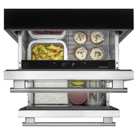 Kitchenaid® Réfrigérateur/congélateur sous le comptoir en acier inoxydable à double tiroir - 24 po KUCT524SSB