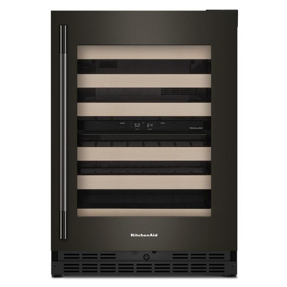 Kitchenaid® Cellier sous le comptoir avec porte-bouteilles à devant en bois à pleine extension - 24 po KUWR524SBE