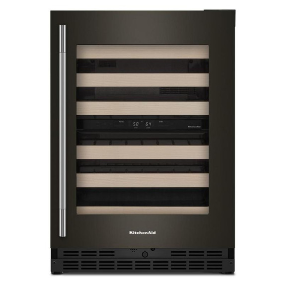 Kitchenaid® Cellier sous le comptoir avec porte-bouteilles à devant en bois à pleine extension - 24 po KUWR524SBE