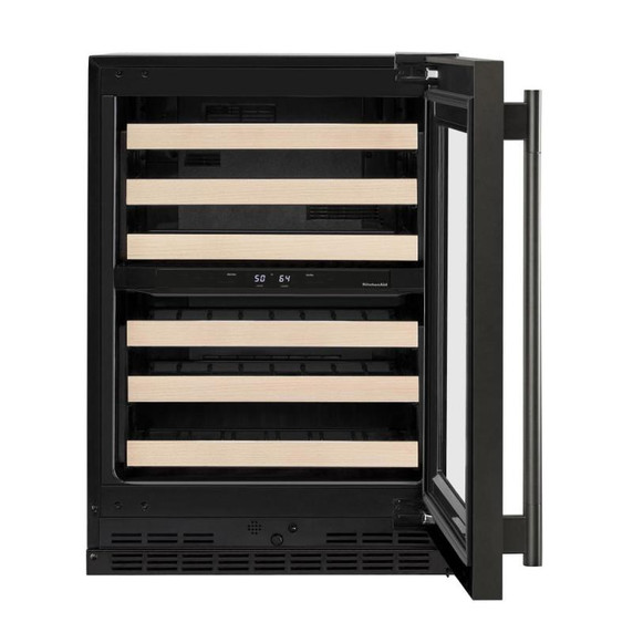 Kitchenaid® Cellier sous le comptoir avec porte-bouteilles à devant en bois à pleine extension - 24 po KUWR524SBE
