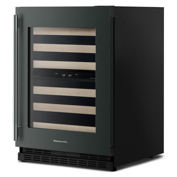 Kitchenaid® Cellier sous le comptoir avec porte-bouteilles à devant en bois à pleine extension - 24 po KUWR524SJP
