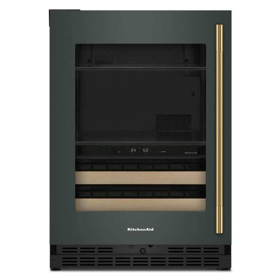 Kitchenaid® Centre de rafraîchissements avec porte en verre et porte-bouteilles à devant en bois - 24 po KUBL524SJP