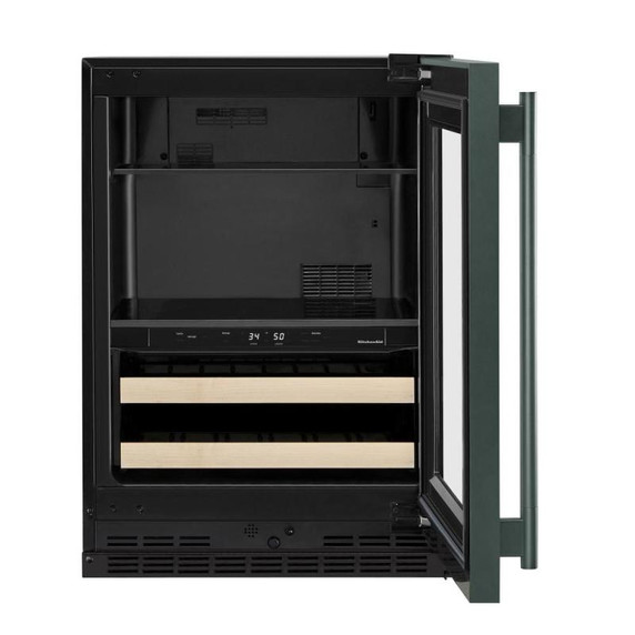Kitchenaid® Centre de rafraîchissements avec porte en verre et porte-bouteilles à devant en bois - 24 po KUBR524SJP