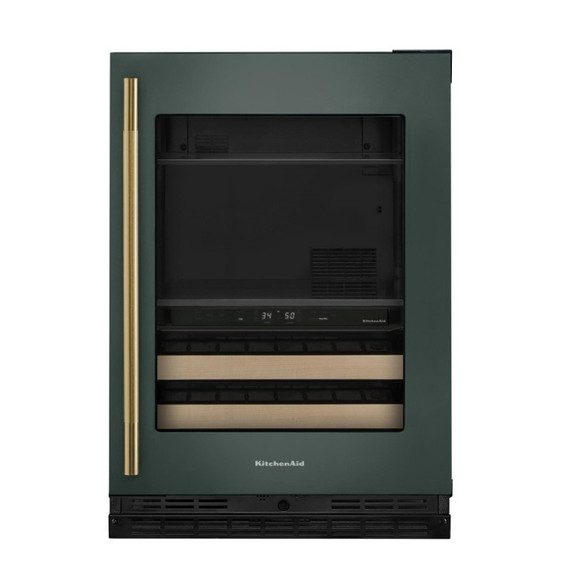 Kitchenaid® Centre de rafraîchissements avec porte en verre et porte-bouteilles à devant en bois - 24 po KUBR524SJP