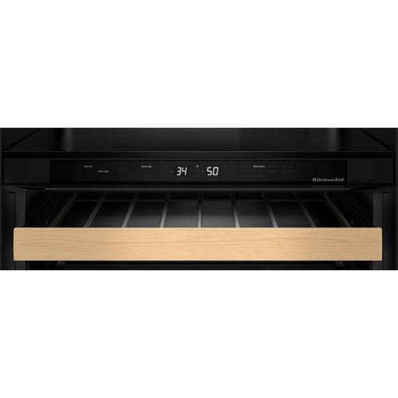 Kitchenaid® Centre de rafraîchissements avec porte en verre et porte-bouteilles à devant en bois - 24 po KUBR524SPS