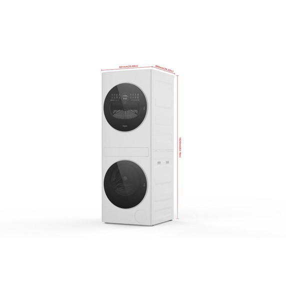 Whirlpool® Centre de lavage à chargement frontal compact à pompe de chaleur sans évent se composant d’une laveuse de 3,2 pi cu iec dotée du distributeur de détergent en gros Load & Go™ et d’une sécheuse électrique de 4,3 pi cu. YWFH5424SW Whirlpool® Centre de lavage à chargement frontal compact à pompe de chaleur sans évent se composant d’une laveuse de 3,2 pi cu iec dotée du distributeur de détergent en gros Load & Go™ et d’une sécheuse électrique de 4,3 pi cu. YWFH5424SW