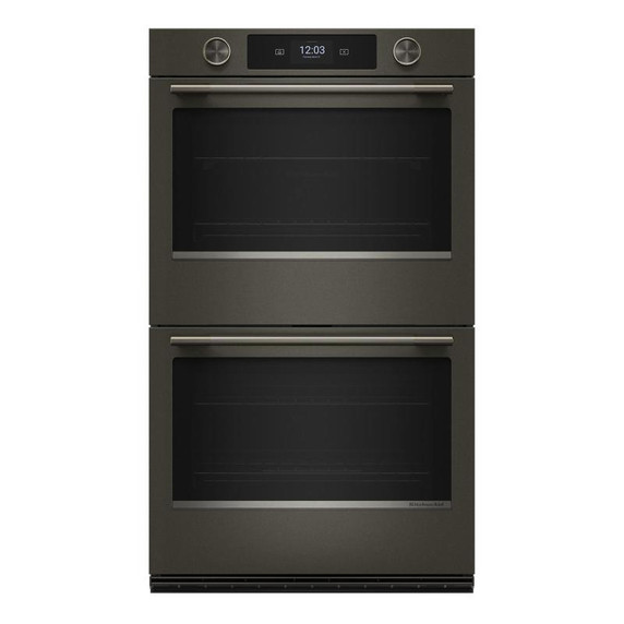 Kitchenaid® Four mural double électrique intelligent de 30 pouces avec modes de cuisson assistée - Minerai noir KOED730SBE