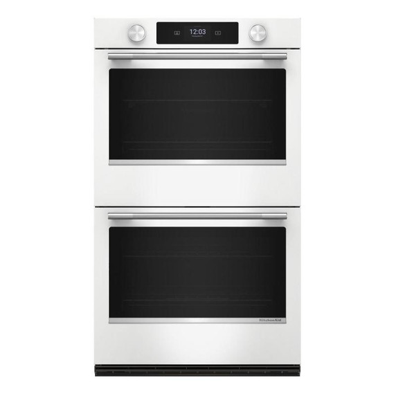 Kitchenaid® Four mural double électrique intelligent de 30 pouces avec modes de cuisson assistée - Blanc KOED730SWH