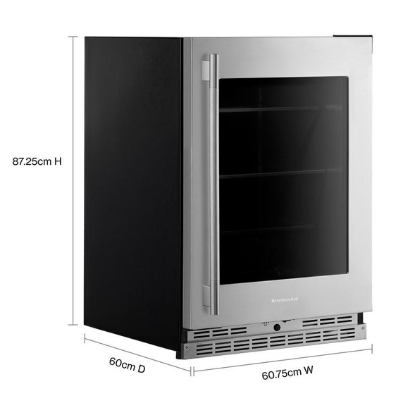 Kitchenaid® Réfrigérateur sous le comptoir avec porte en verre et tablettes à accents métalliques - 24 po KURR524SPS