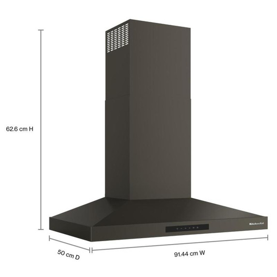 Hotte aspirante murale KitchenAid® de 36 pouces à 4 vitesses KVWC736SBE
