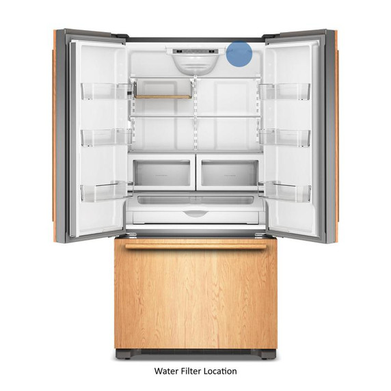 Kitchenaid® Réfrigérateur à portes françaises prêt pour le panneau à profondeur de comptoir et distributeur intérieur de 22 pi cu - 36 po KRFC136TPA