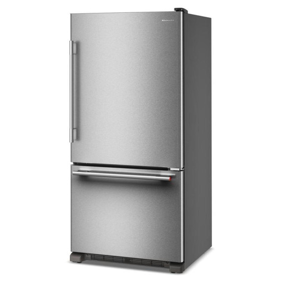 Kitchenaid® Réfrigérateur à congélateur inférieur et profondeur standard avec porte à charnière à droite de 22 pi cu - 33 po KRBR133SPS