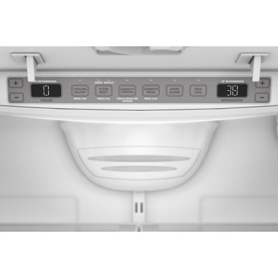 Kitchenaid® Réfrigérateur à portes françaises, profondeur standard et distributeur intérieur de 25 pi cu - 36 po KRFF136SPS