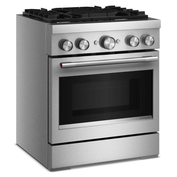 Cuisinière bicombustible non encastrée de style commercial à 4 brûleurs avec friture à air KitchenAid® - 30 po KFDS930SSS