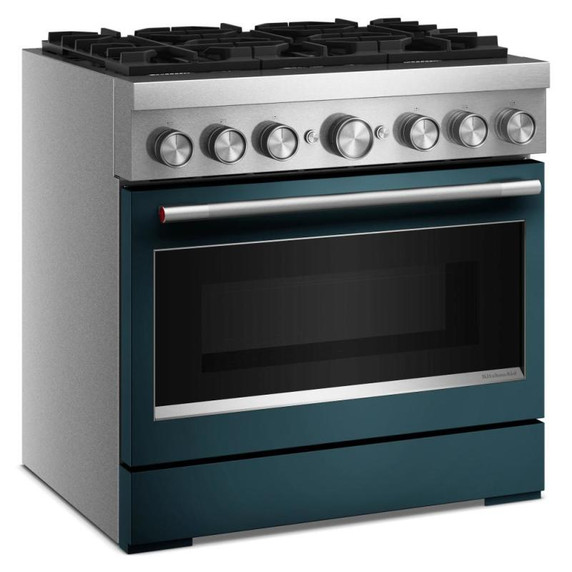Kitchenaid® Cuisinière bicombustible de style commercial à 6 brûleurs avec mode de friture à air sans préchauffage de 36 po KFDS936SAG