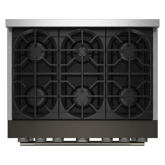 Cuisinière au gaz de style commercial à 6 brûleurs avec mode de friture à air sans préchauffage KitchenAid® de 36 po KFGS936SBE