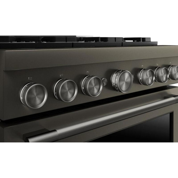 Cuisinière au gaz de style commercial à 6 brûleurs avec mode de friture à air sans préchauffage KitchenAid® de 36 po KFGS936SBE