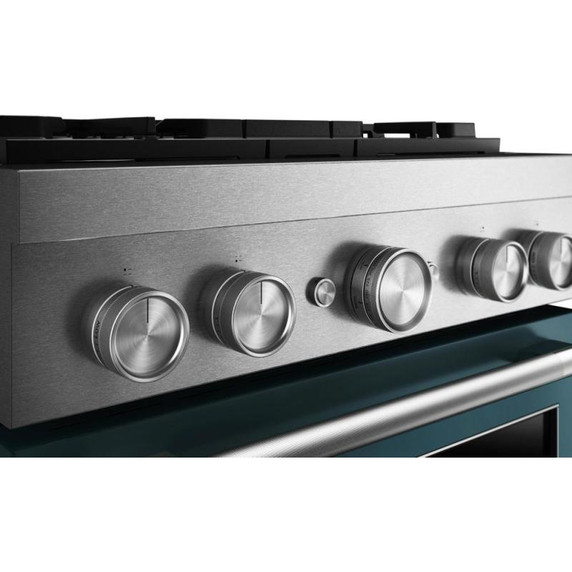 Kitchenaid® Cuisinière bicombustible de style commercial à 4 brûleurs avec mode de friture à air sans préchauffage de 30 po KFDS930SAG