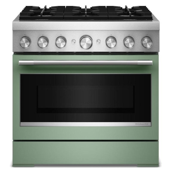 Kitchenaid® Cuisinière bicombustible de style commercial à 6 brûleurs avec mode de friture à air sans préchauffage de 36 po KFDS936SDC