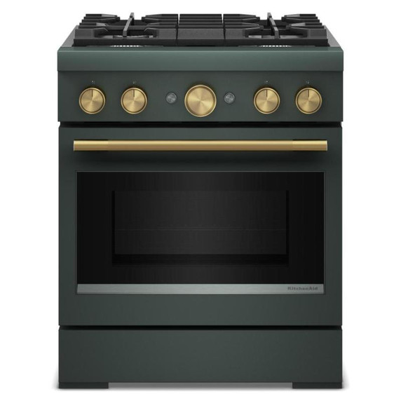 Cuisinière bicombustible de style commercial à 4 brûleurs avec mode de friture à air sans préchauffage KitchenAid® de 30 po KFDS930SJP