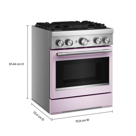 Kitchenaid® Cuisinière bicombustible de style commercial à 4 brûleurs avec mode de friture à air sans préchauffage de 30 po KFDS930SWF