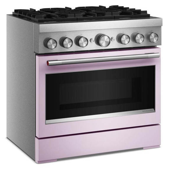 Kitchenaid® Cuisinière bicombustible de style commercial à 6 brûleurs avec mode de friture à air sans préchauffage de 36 po KFDS936SWF