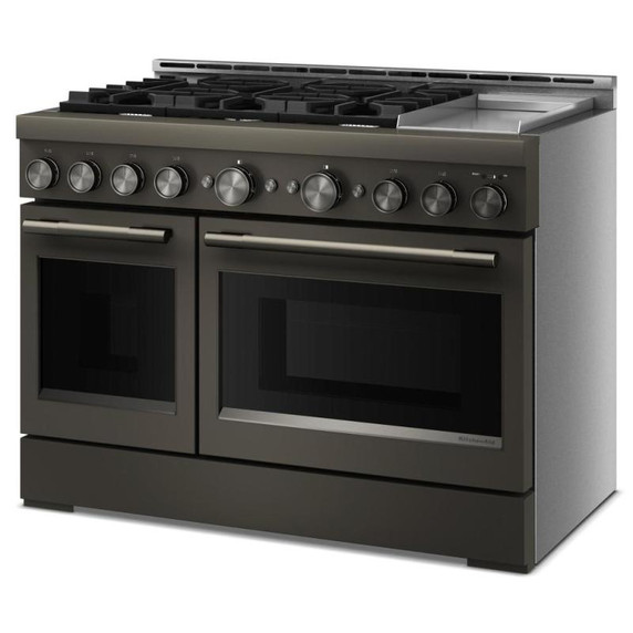 Table de cuisson commerciale au gaz à 6 brûleurs avec plaque chauffante  KitchenAid® de 48 po KFGD948SBE