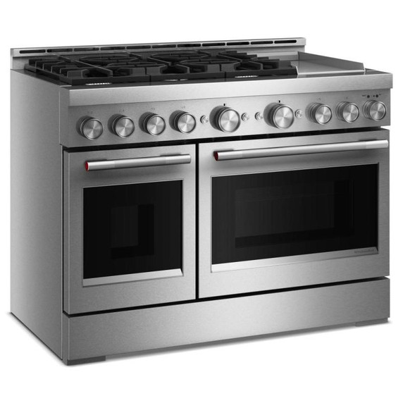 Table de cuisson commerciale au gaz à 6 brûleurs avec plaque chauffante KitchenAid® de 48 po KFGD948SSS